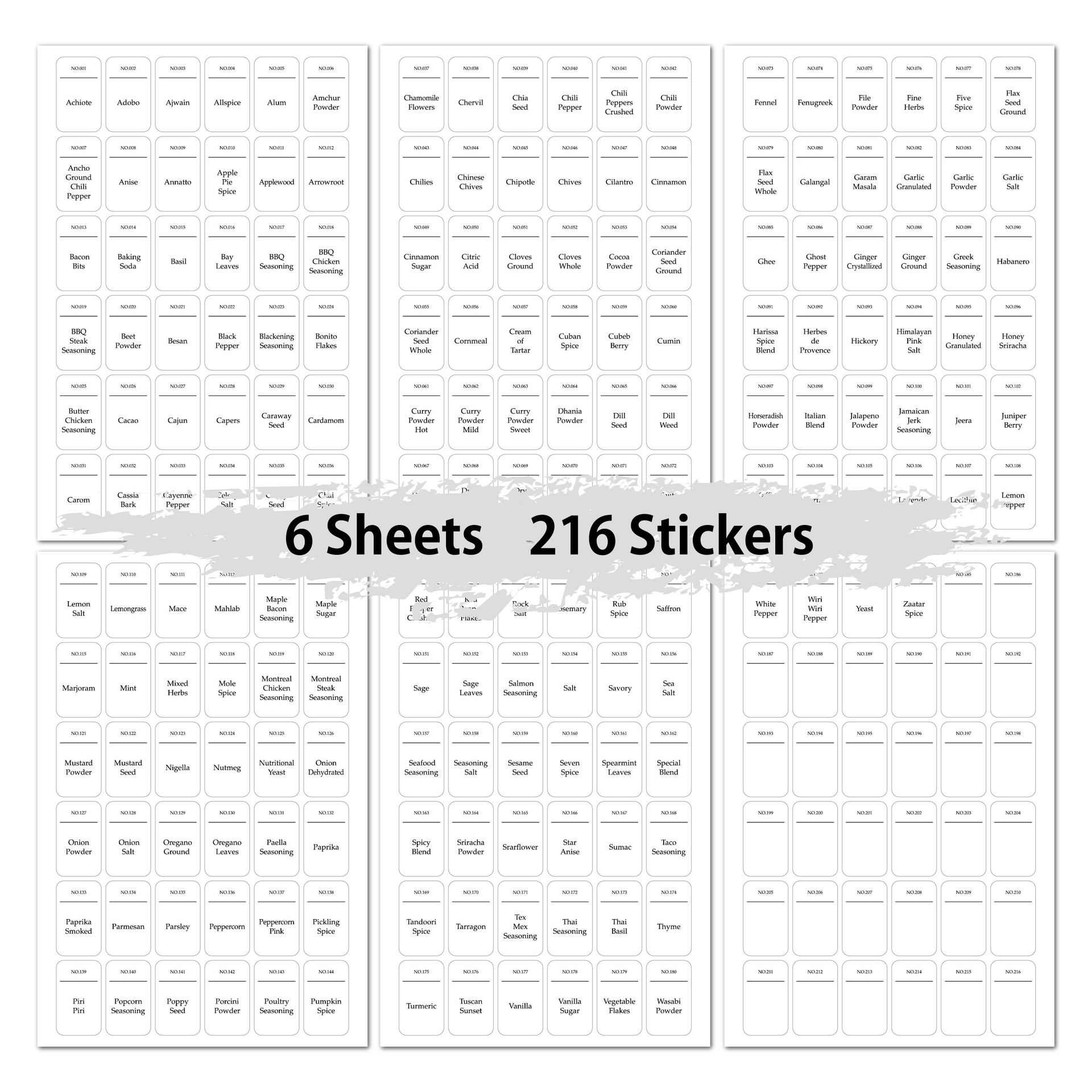 216pcs Kitchen Spice Jar Label - Kitchen.Baking Labels recension och pris