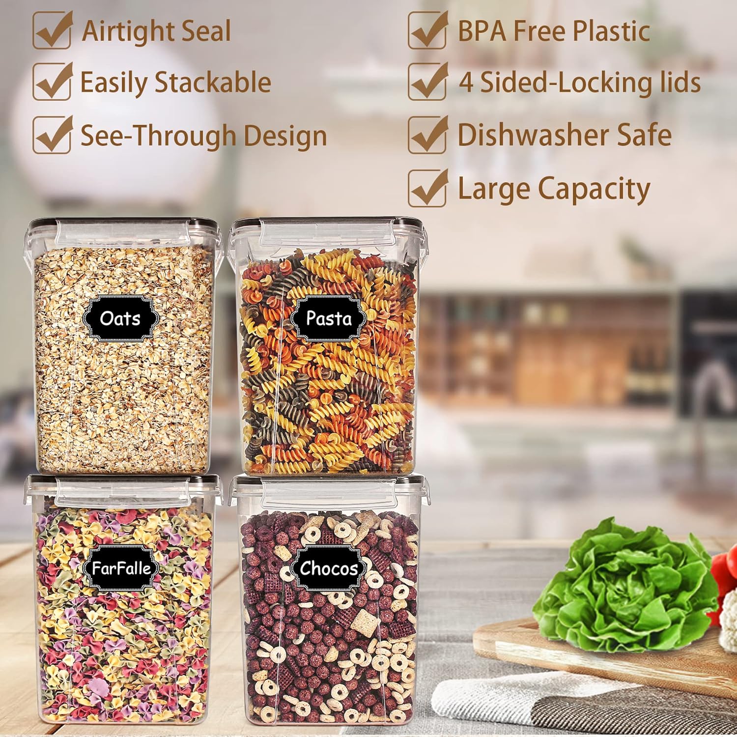 Tyrixma 4 PCS Large Food Stora - Kitchen.Baking Labels recension och pris
