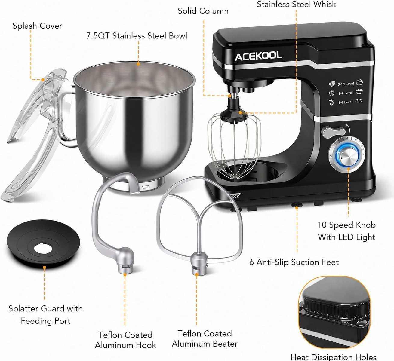 Tacleekii 7.5QT Tilt-Head Stan - Kitchen Baking Blender recension och pris